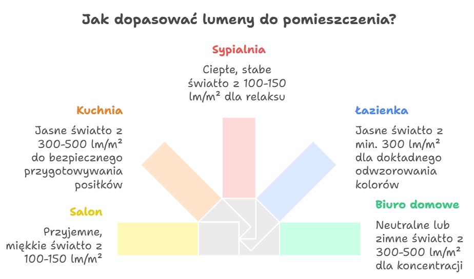 jak dopasować lumeny do pomieszczenia