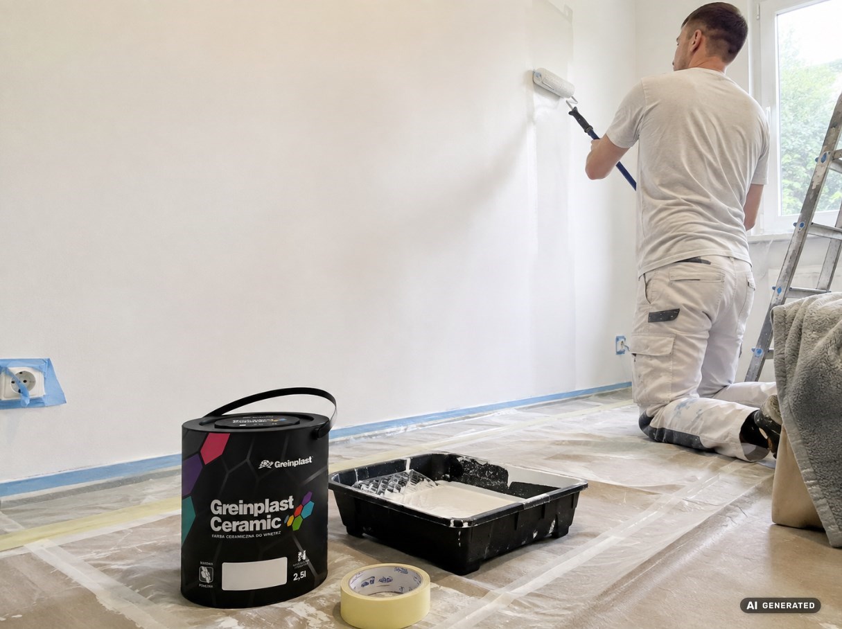 Farba ceramiczna Greinplast FWC01 Śnieżna Biel – matowa, plamoodporna, 1 klasa szorowania