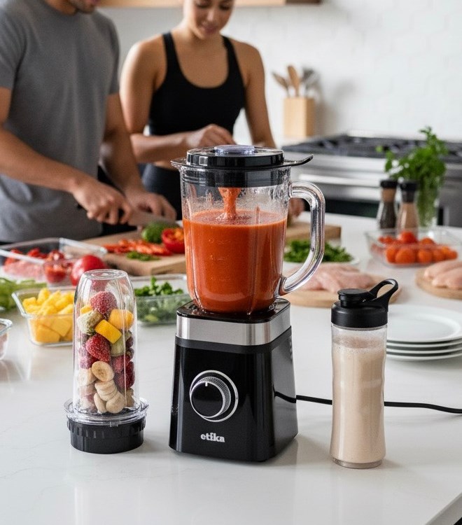 Blender ETIKA ET23/BL – prezentacja urządzenia i akcesoriów