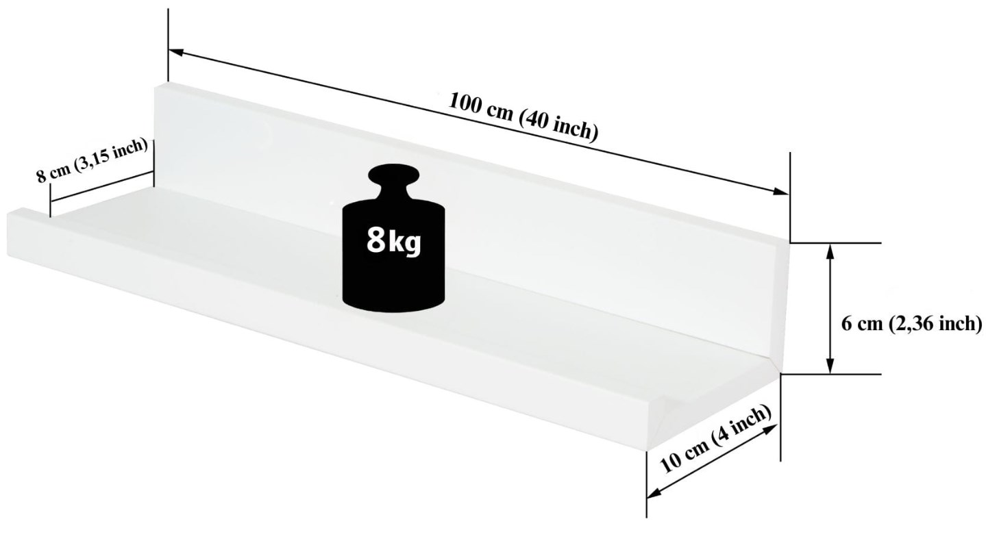Półka ścienna na zdjęcia i ramki 100 cm biała BD Art