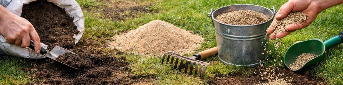 Czym uzupełnić ubytki w trawniku – ziemia, piasek czy mieszanka